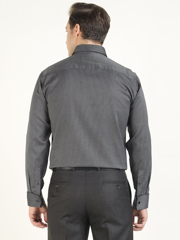 Men Grey Solid Pure Cotton Slim Fit Formal Shirt