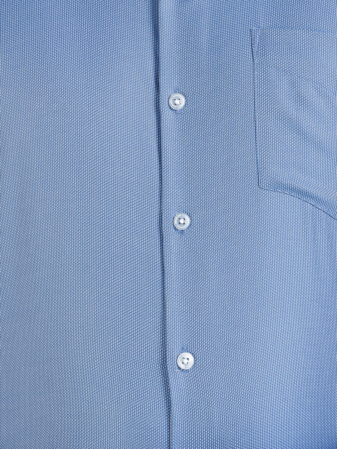 Men Blue Solid Pure Cotton Slim Fit Formal Shirt