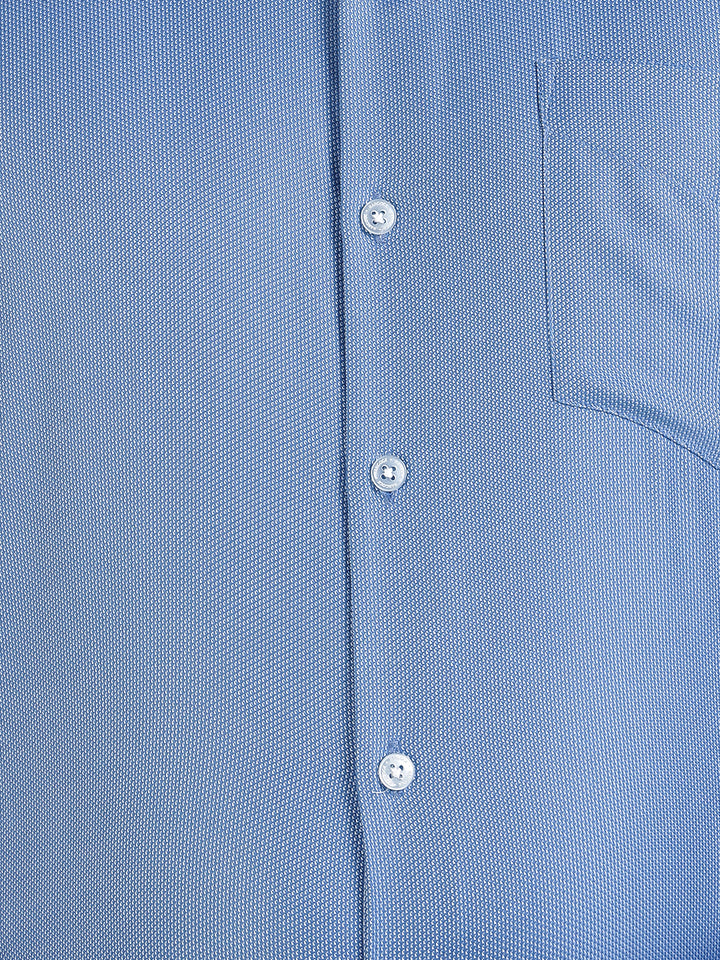 Men Blue Solid Pure Cotton Slim Fit Formal Shirt