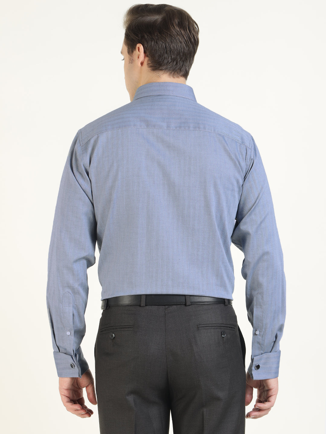 Men Blue Solid Pure Cotton Slim Fit Formal Shirt