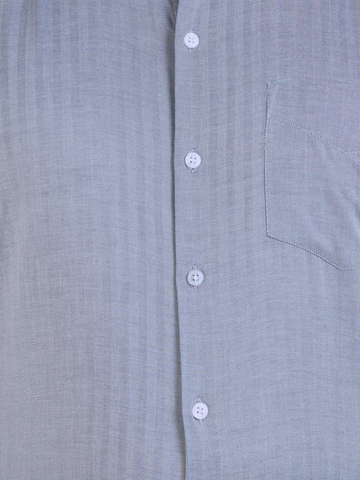 Men Blue Solid Pure Cotton Slim Fit Formal Shirt