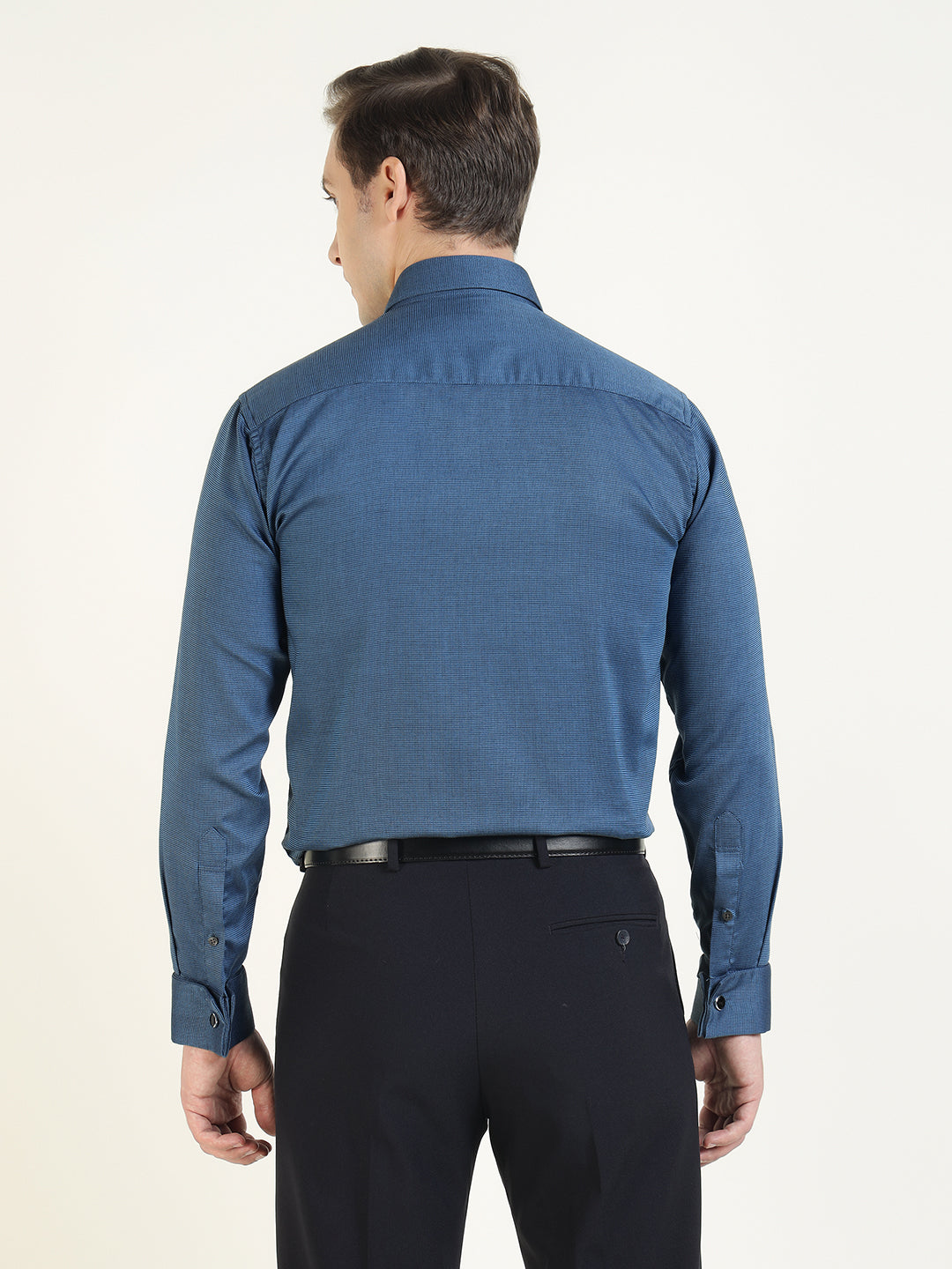 Men Blue Solid Pure Cotton Slim Fit Formal Shirt