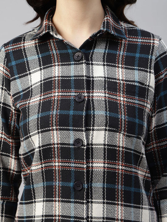 Hancock Women Beige & Black Checked Pure Cotton Regular Fit Casual Dress