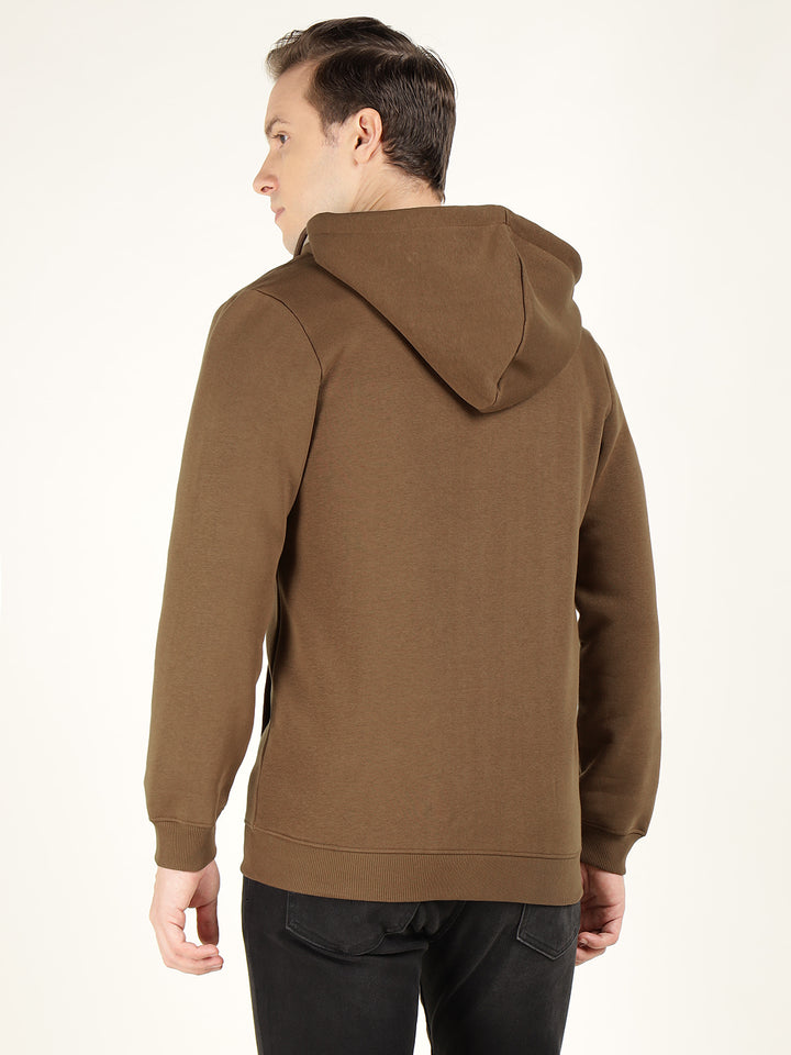 Hancock Men Tan Solid Cotton Rich Regular Fit Casual Sweatshirt