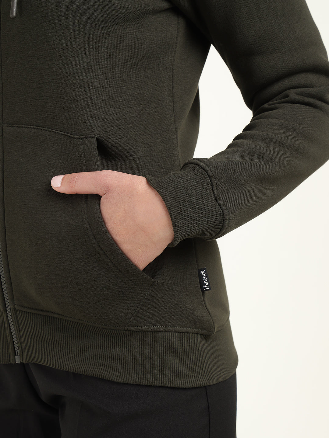 Women Olive Solid Cotton Rich Regular Fit Casual Sweatshirt