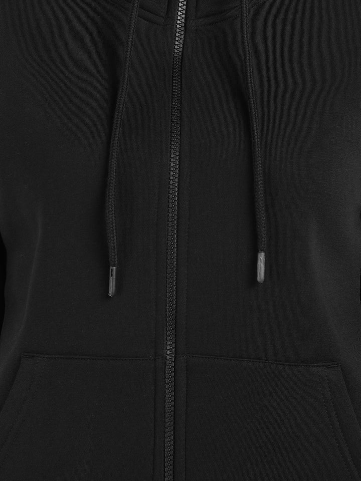 Hancock Women Black Solid Cotton Rich Regular Fit Casual Sweatshirt