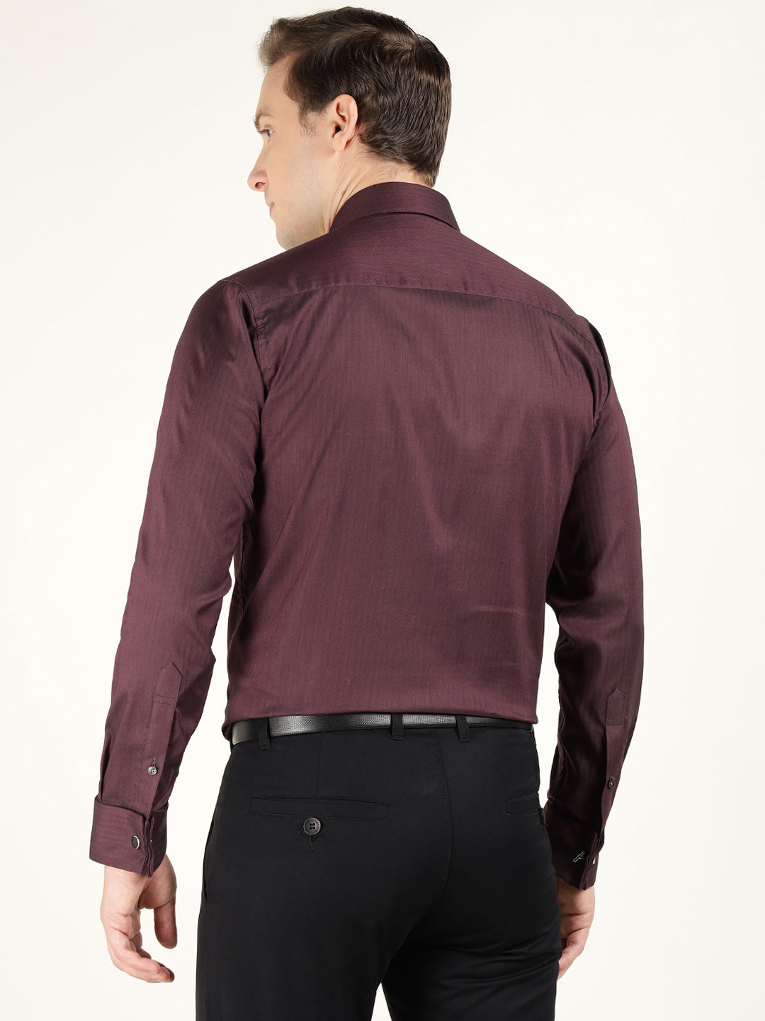 Men Maroon Solid Pure Cotton Slim Fit Formal Shirt