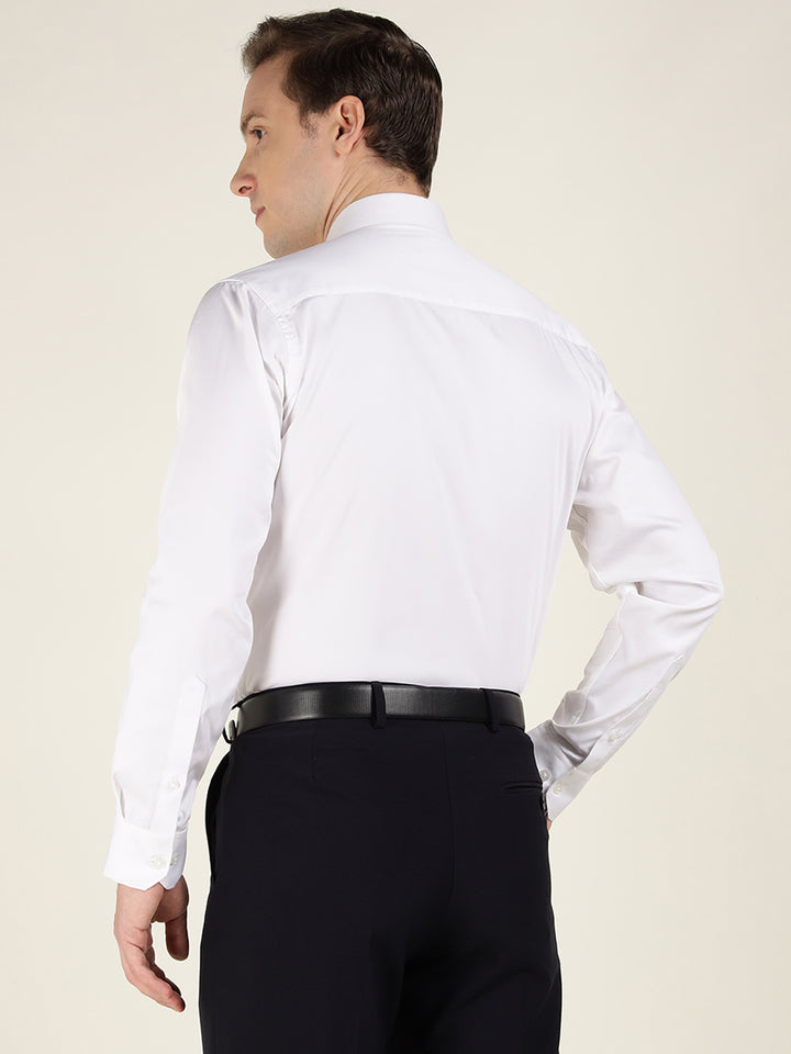 Men White Striped Pure Cotton Slim Fit Formal Shirt