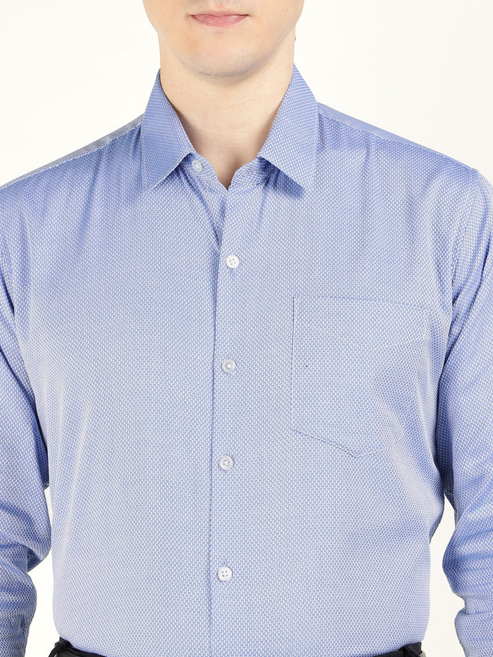 Men Blue Solid Pure Cotton Slim Fit Formal Shirt