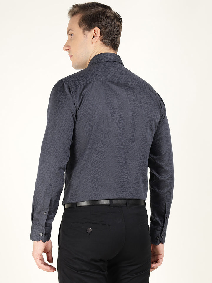 Men Grey Solid Cotton Rich Slim Fit Party Shirt