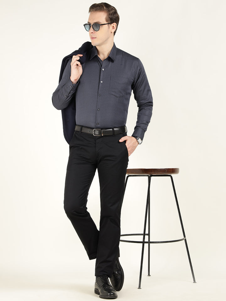 Men Grey Solid Cotton Rich Slim Fit Party Shirt