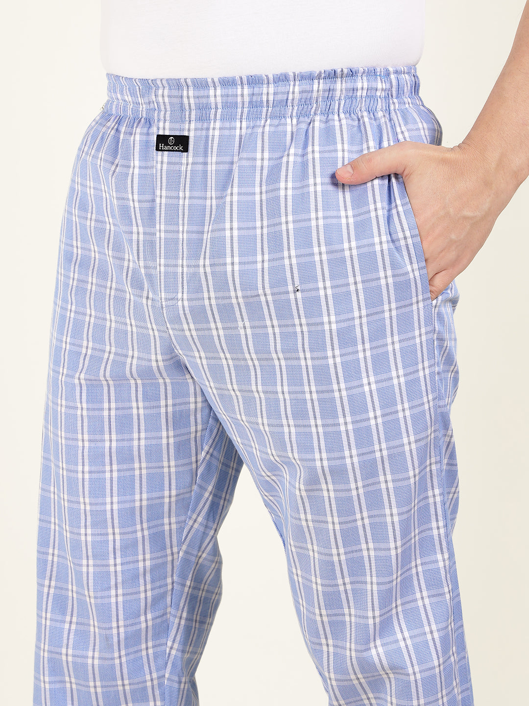 Men Blue Checked Pure Cotton Relaxed Fit Casual Night Suit