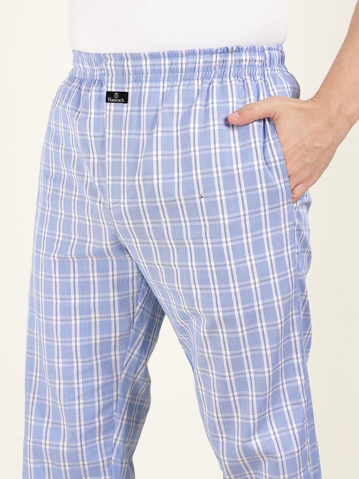 Men Blue Checked Pure Cotton Relaxed Fit Casual Night Suit