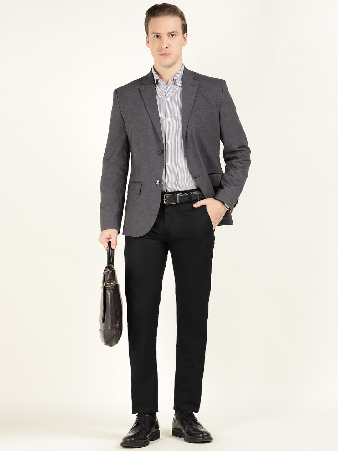 Men Black Solid Pure Cotton Slim Fit Formal Trouser