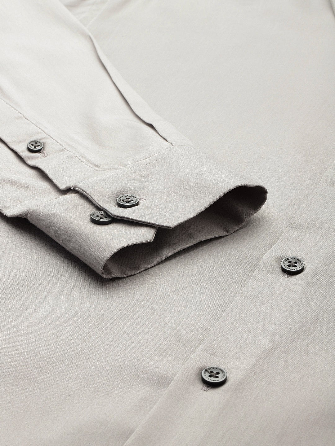 Men Grey Solid Cotton Elastane Blend Slim Fit Formal Shirt