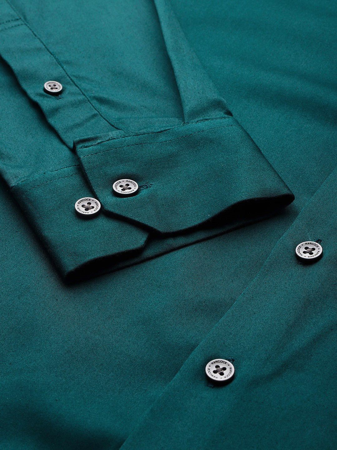 Men Dark Green Solid Cotton Elastane Blend Slim Fit Formal Shirt