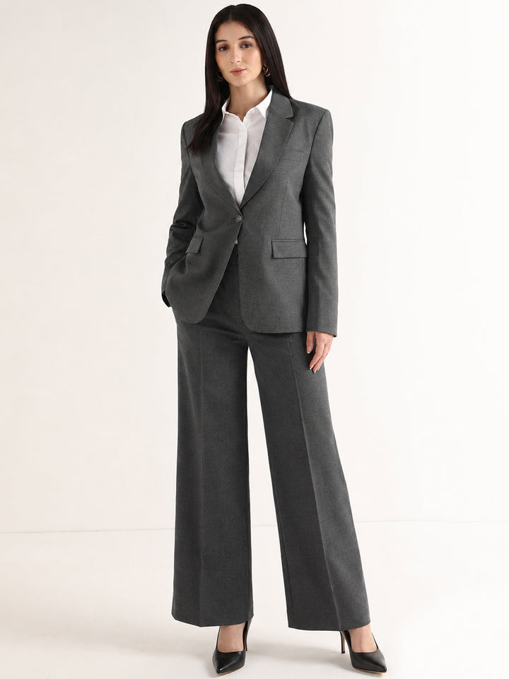 Hancock   Women   Dark Grey   Solids   Viscose Rayon   Slim Fit   Formal   Suit Set