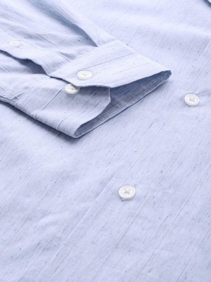 Men Sky blue Striped Pure Cotton Relaxed Fit Formal Shirt