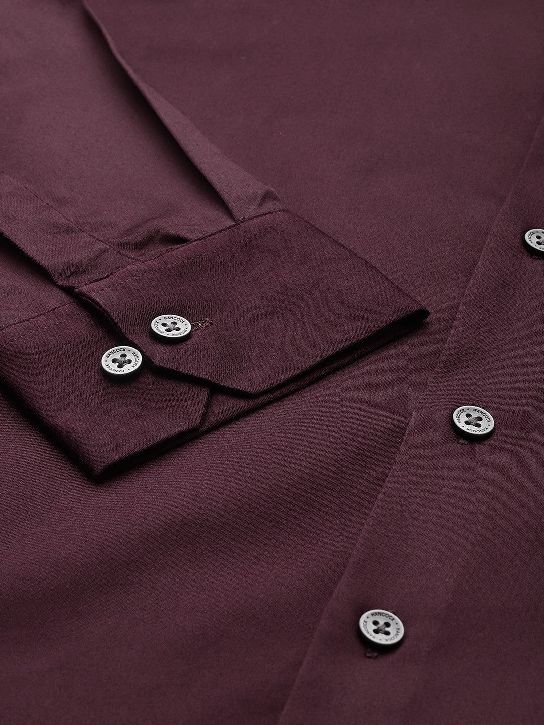Hancock Men Burgundy Solid Cotton Elastane Blend Slim Fit Formal Shirt Hancock Men Burgundy Solid Cotton Elastane Blend Slim Fit Formal Shirt