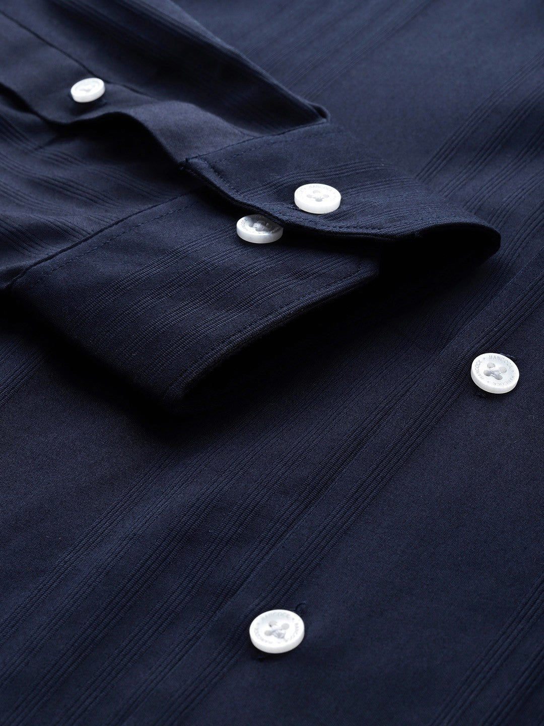 Men Navy blue Solid Cotton elastane Relaxed Fit Formal Shirt