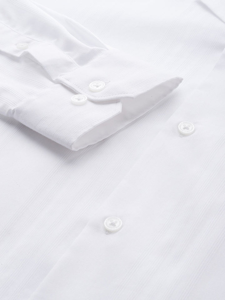 Men White Solid Cotton elastane Relaxed Fit Formal Shirt
