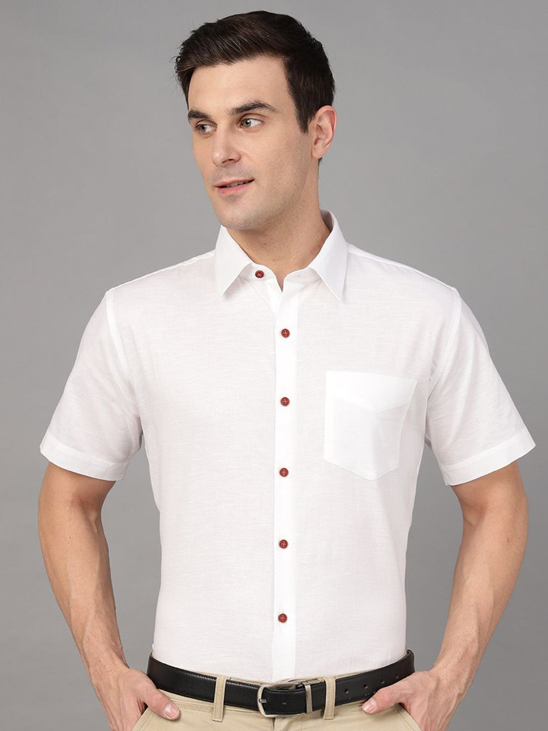 Hancock Men White Solid Pure Cotton Slim Fit Formal Shirt