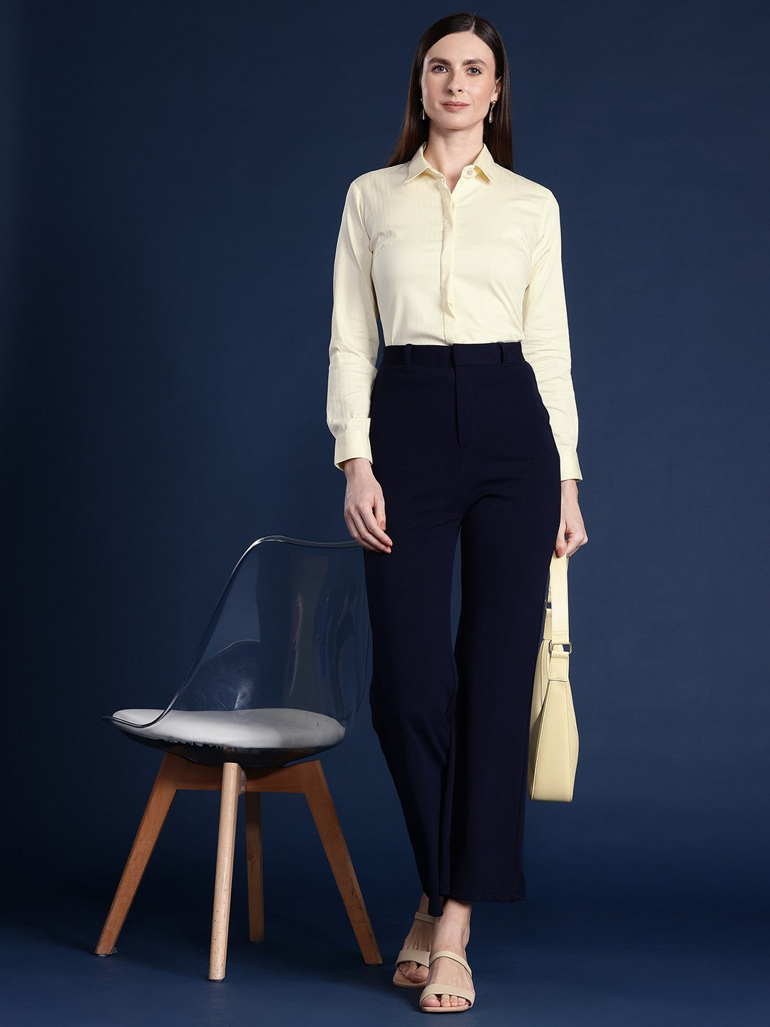 Navy Blue Pants Blue And White Formal Style White Shirt Blue Pant