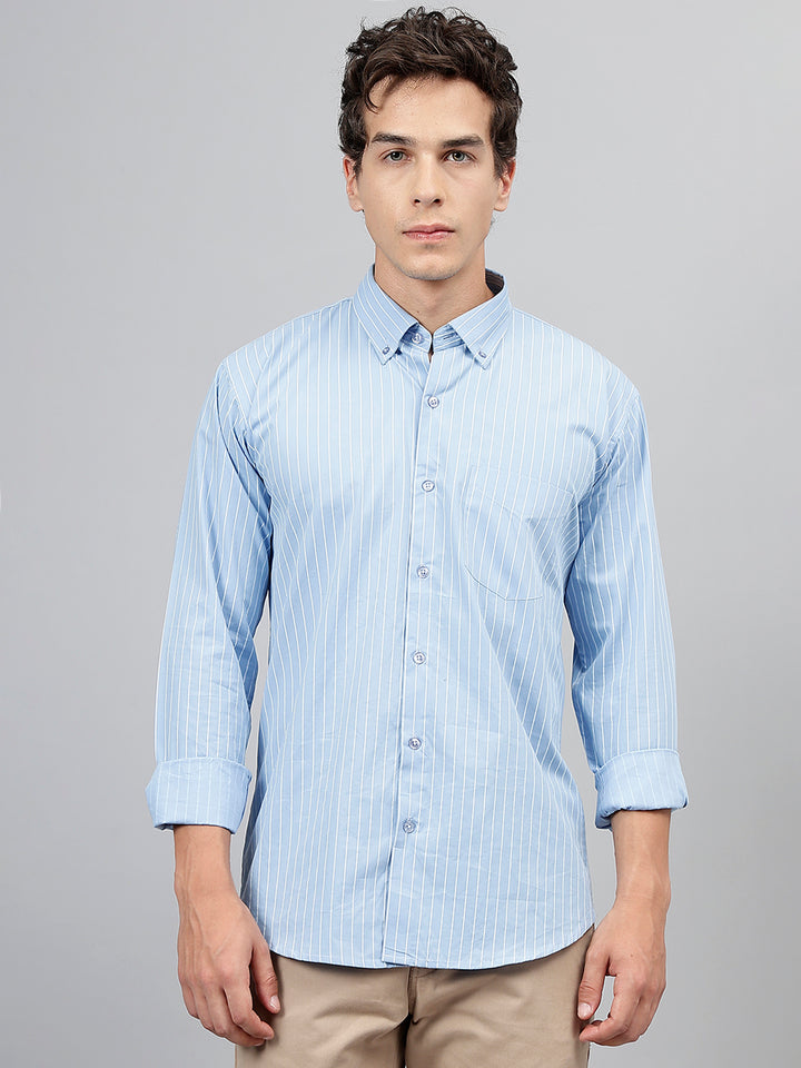 Men Pinstripes Pure Cotton Slim Fit Casual Shirt