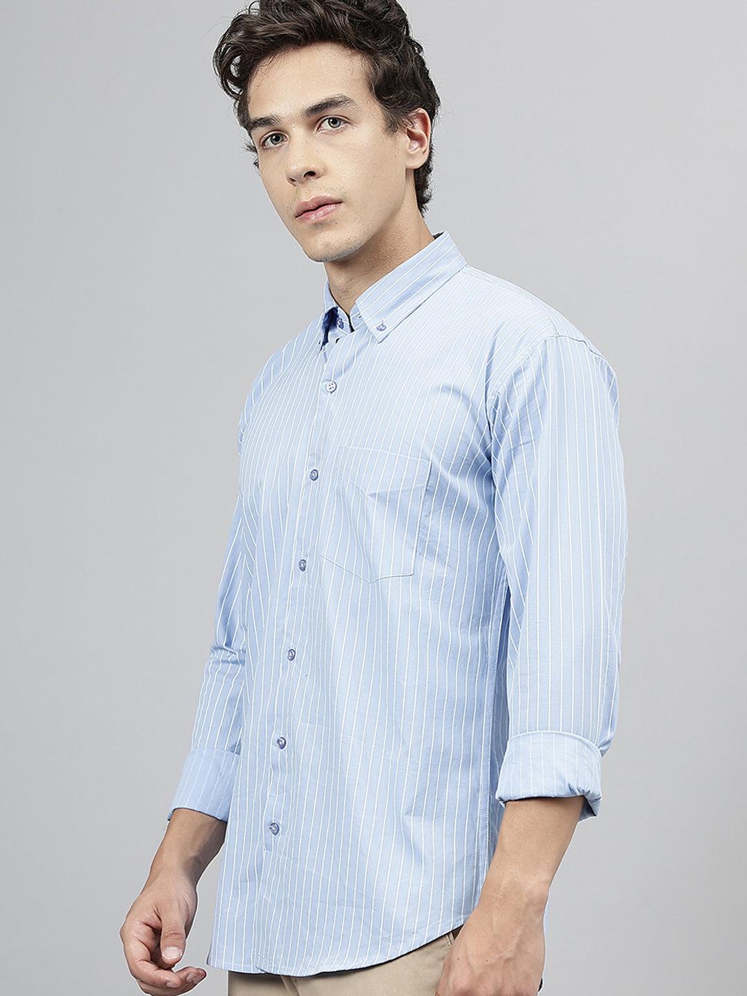 Men Pinstripes Pure Cotton Slim Fit Casual Shirt