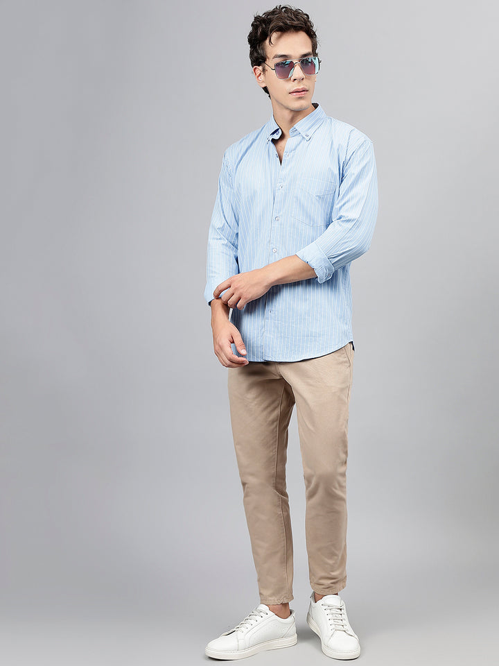 Men Pinstripes Pure Cotton Slim Fit Casual Shirt