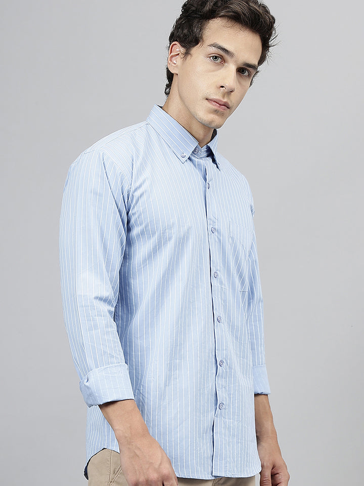 Men Pinstripes Pure Cotton Slim Fit Casual Shirt