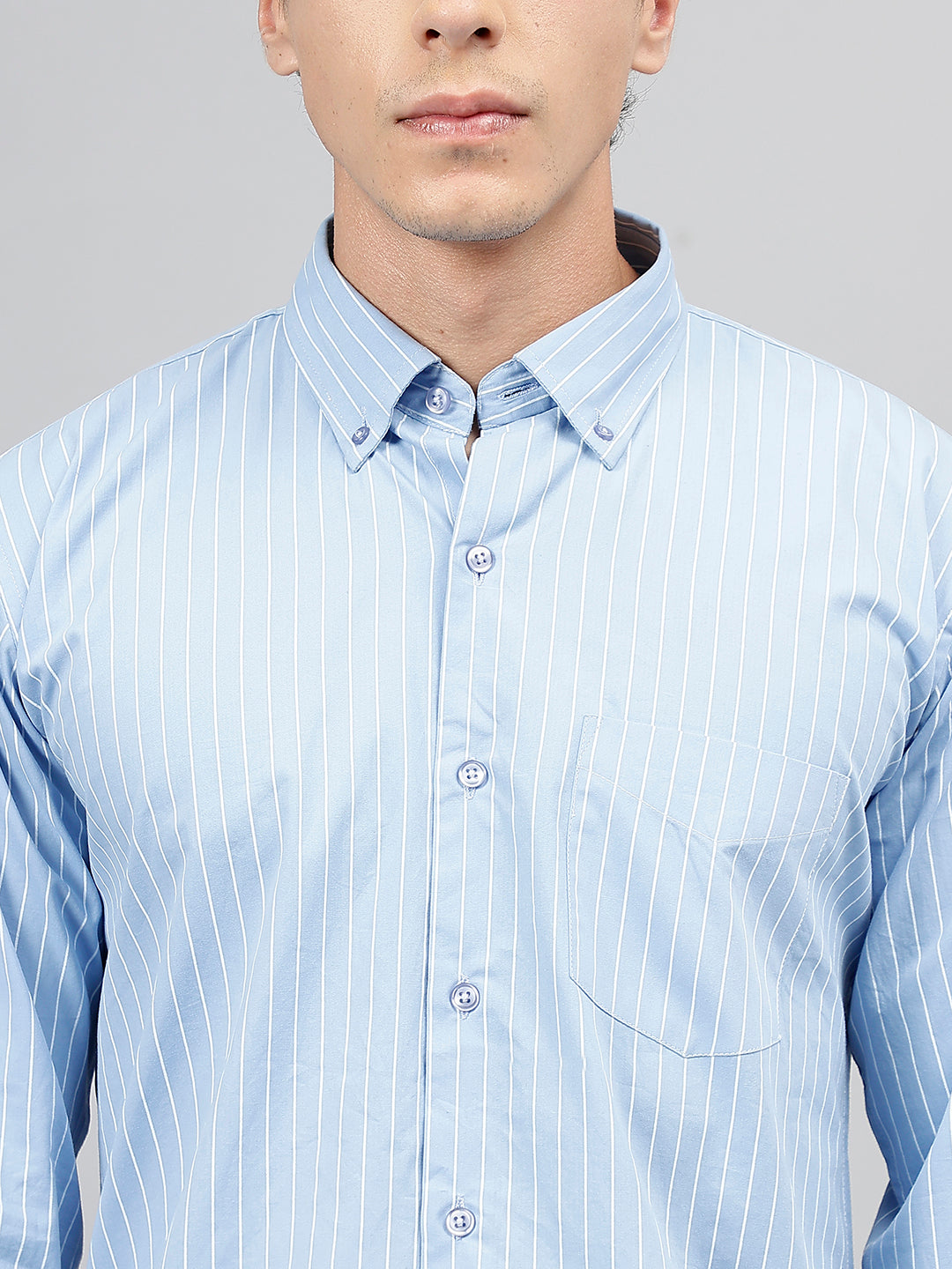 Men Pinstripes Pure Cotton Slim Fit Casual Shirt