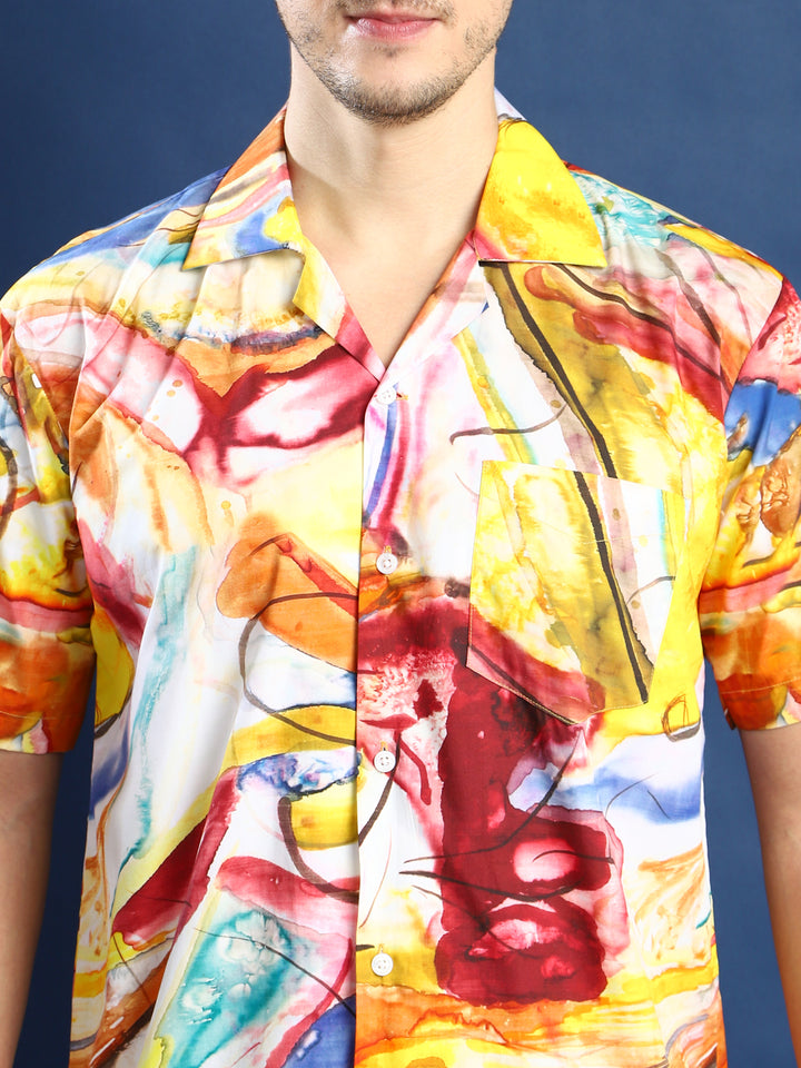 Men Multi Abstract Cotton Relaxed Fit Casual Shirt
