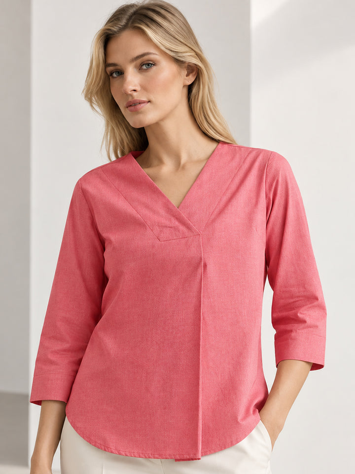 Hancock   Women   Red   Solids   Pure Cotton   Regular Fit   Formal   Top