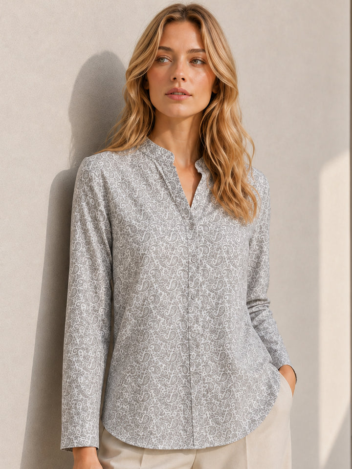 Hancock   Women   Beige   Prints   Pure Cotton   Regular Fit   Formal   Shirt