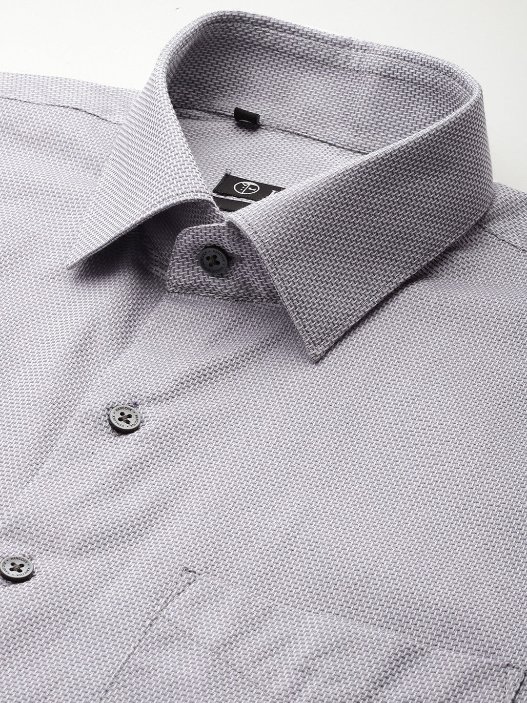 Men Grey Solid Pure Cotton Slim Fit Formal Shirt