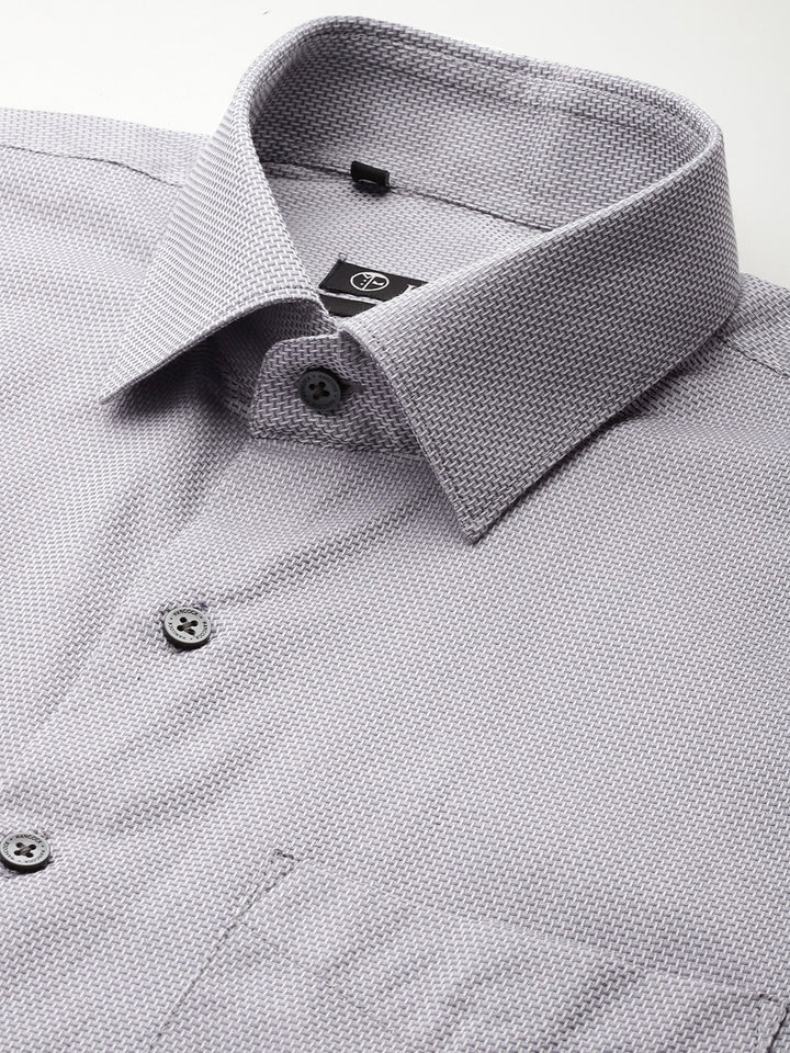 Men Grey Solid Pure Cotton Slim Fit Formal Shirt