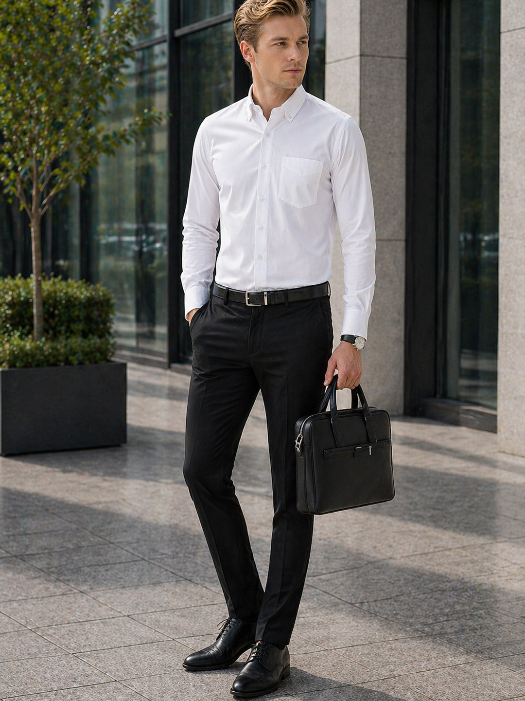 Hancock   Men   White   Solids   Pure Cotton   Slim Fit   Formal   Shirt