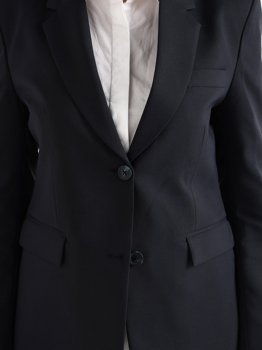 Hancock   Women   Navy Blue   Solids   Viscose Rayon   Slim Fit   Formal   Suit Set