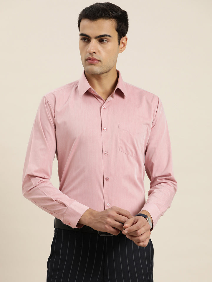 Men Coral Solid Cotton Rich Slim fit Formal Shirt