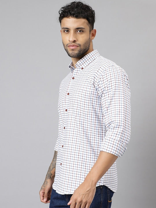 Plaided Flannel Checked Pure Cotton Slim Fit Casual Shirt