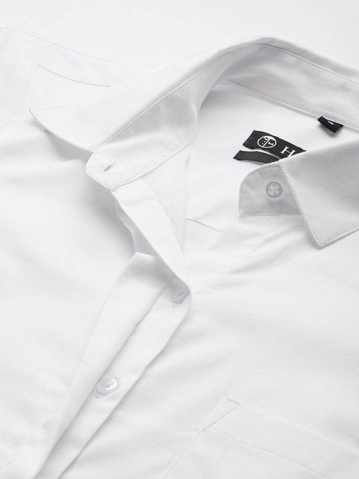 Women White Solid Pure Cotton Regular Fit Formal Shirt Dress