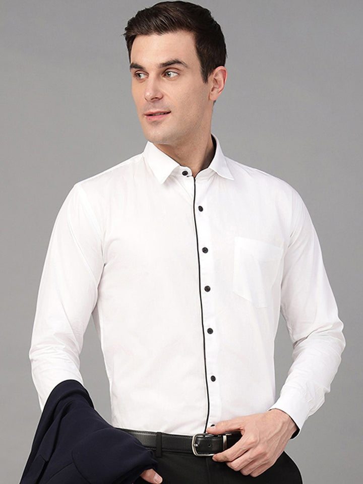 Hancock Men White Solid Pure Cotton Slim Fit Casual Shirt