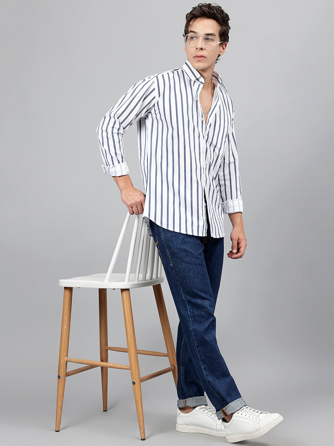 Shirt Outfits White Casual Shirt And Blue Jeans Light Blue Solid