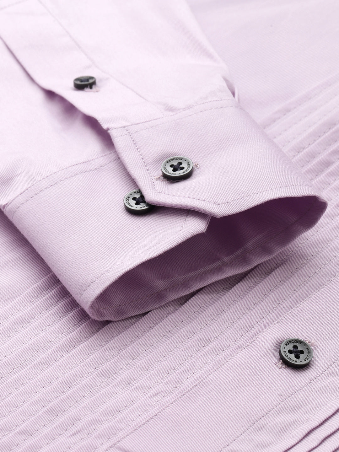 Men Lavender Solid Pure Cotton Pintucked Slim Fit Tuxedo Shirt