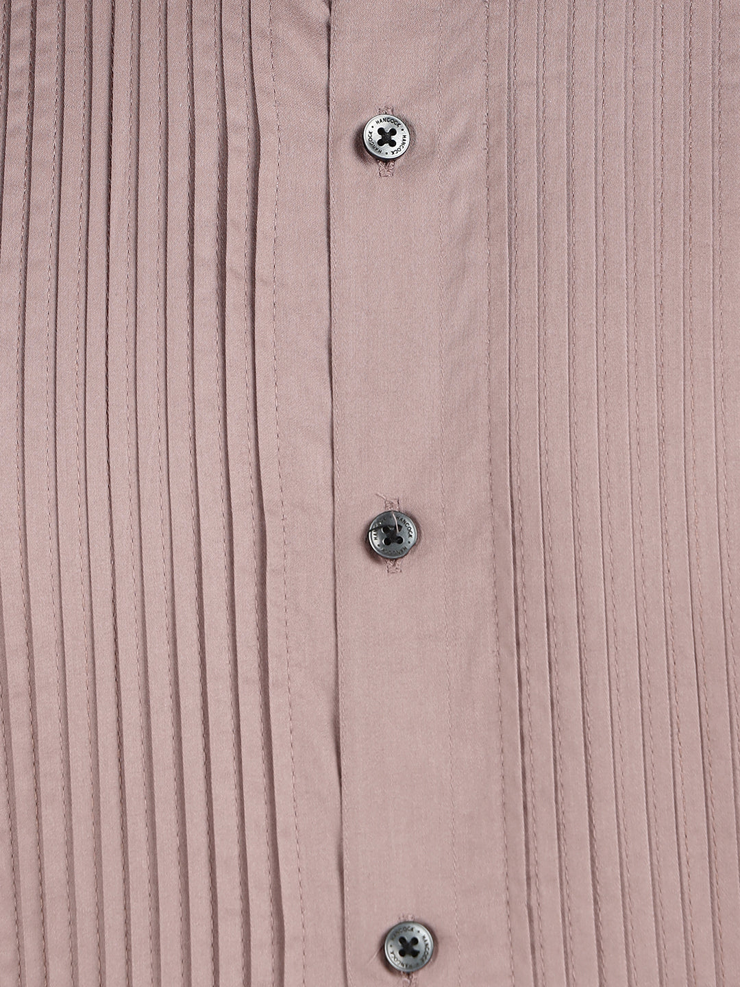 Hancock Men Dusty Mauve Slim Fit Cotton Satin Pintucked Tuxedo Party Shirt