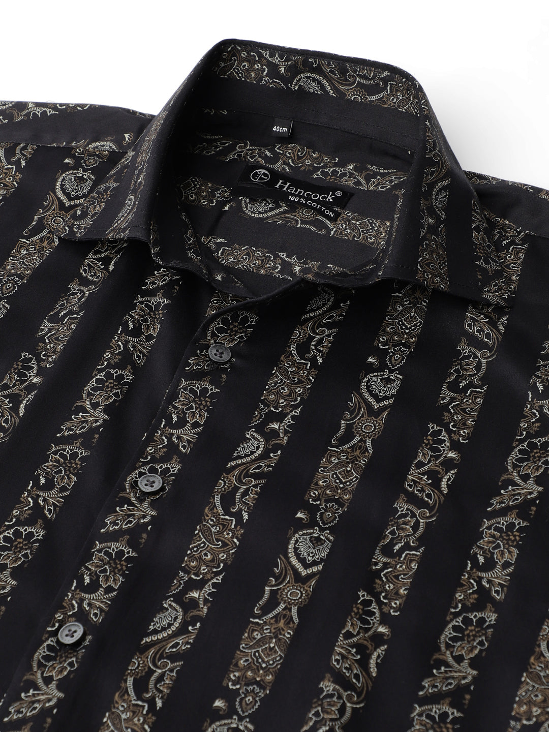 Men Navy Blue Floral striped Printed Cotton Satin Slim Fit Party Shirt