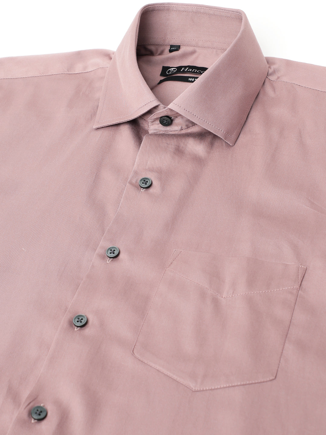 Men Dusty Mauve Solid Cotton Satin Slim Fit Party Shirt