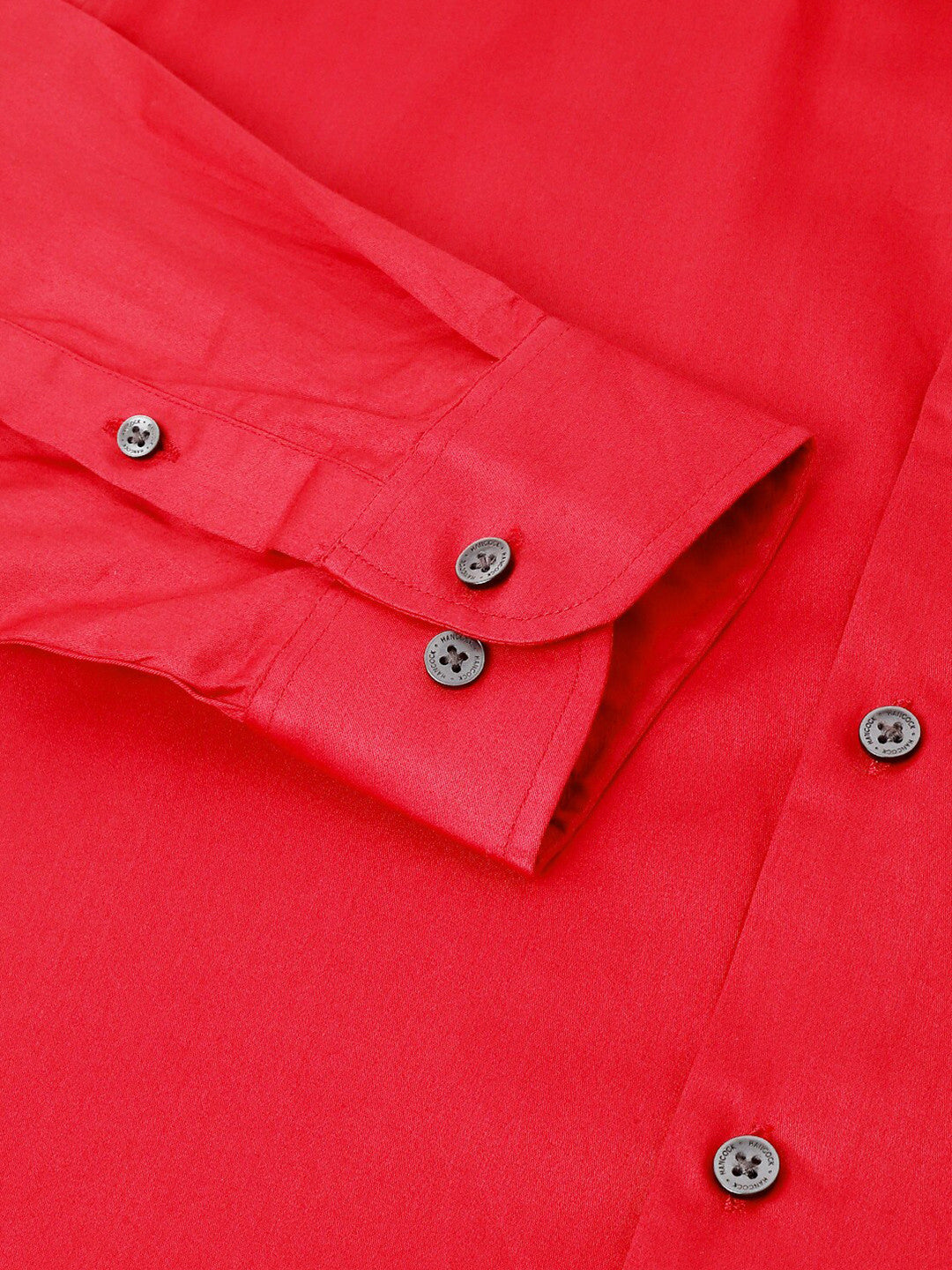 Hancock Men Red Solid Pure Cotton Slim Fit Party Shirt