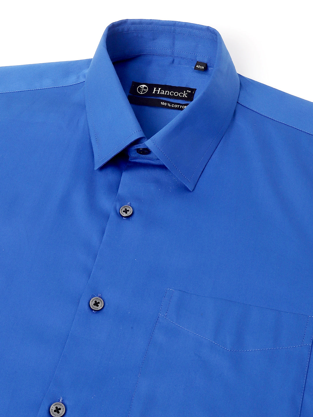 Men Royal Blue Solid French Cuff Pure Cotton Satin Slim Fit Formal Shirt